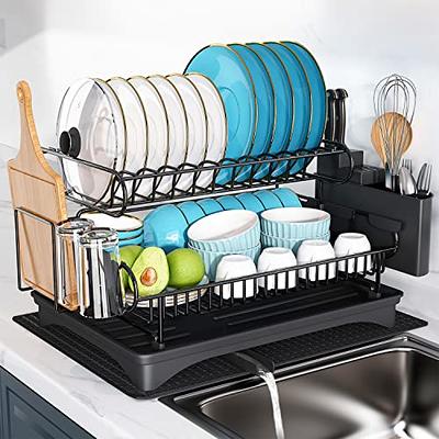 Gourmet Basics by Mikasa Over the Sink 2 Tier Organizer Dish Drying Rack,  31-Inch, Black