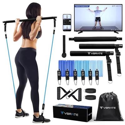 Upgraded Portable Pilates Bar Kit - Adjustable 39 Inches 3 Section Pilates  Bar with Resistance Bands 20, 30, 40 Lbs. Home Workout Equipment for Women  with 2 Foot & Hand Loops for