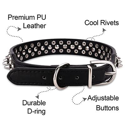 WHIPPY Leather Dog Collar, Heavy Duty Soft Dog Collar for Puppy Small Medium  Large Dogs 