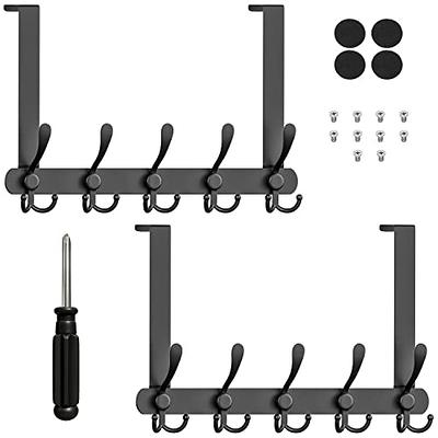 ACMETOP Over The Door Hooks, Aluminum Door Hanger Hook with 5 Coat Hooks  for Hanging, Heavy Duty Over The Door Coat Rack for Towel, Bag, Robe, Back  of