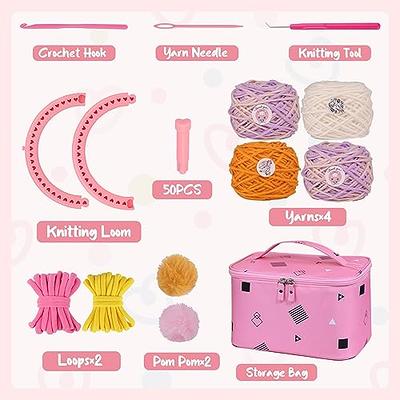 Loom Knit Hook Set Crochet Needle Hook Kit 8 Pcs Pink Knitting