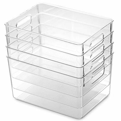 Set of 8 Refrigerator Pantry Organizer Bins - 4 Big and 4 Small Clear Food Storage  Baskets for Kitchen, Countertops