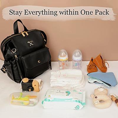 miss fong Small Diaper Bag Mini Diaper Bag, Leather Diaper Bag Backpack  with 13 Diaper Bag Organizers,2 Insulated Pockets, and Shoulder Strap(After