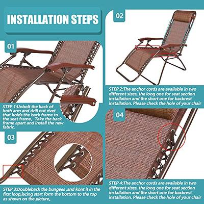 EKDJKK Chair Replacement Fabric, Anti Gravity Lounge Chair Cloth with  Ropes, Chair Accessories Bungee Elastic Patio Recliner Chair(Black Grey)