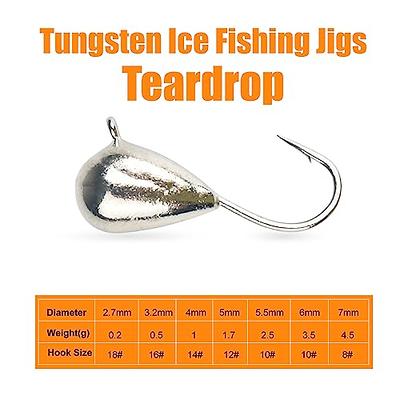 MUUNN 25Pack Unpainted Tungsten Ice Jigs Kits,Tear Drop Tungsten