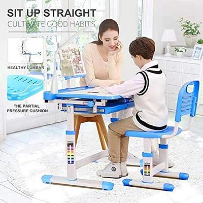 Children Desk Kids Study Child School Adjustable Height Student Table Chair  Set with Storage Perfect Gift For Kids-Pink 