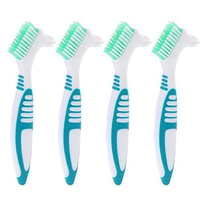 Healeved Denture Brush 4pcs Dual Head Toothbrushes Hard Denture Cleaning  Brush False Teeth Brush for False Teeth Cleaning