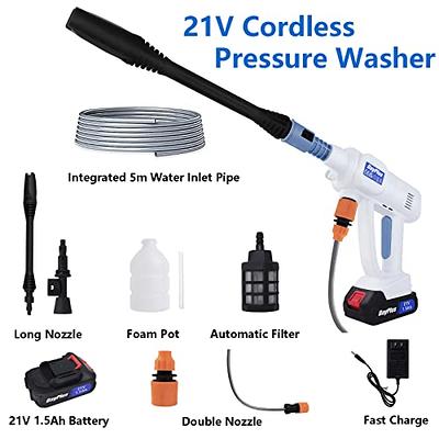 Portable Pressure Washer, 21V Cordless Car Power Washer with 6-in-1  Nozzles, Black 