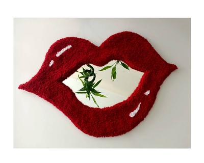Heart Tufted Wall Mirror Red Heart Punch Needle Rug Mirror 