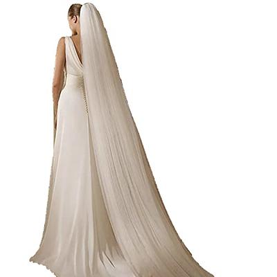  Aukmla Wedding Bridal Veils Ivory Beautiful Long Veil