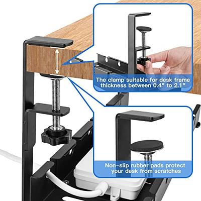 Tyrkuiy No Drill Under Desk Cable Management Tray, Desk Wire Management  Cable Tray Sturdy Metal Wire