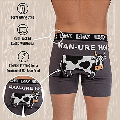 Lazy One Funny Animal Boxer Briefs for Men, Underwear for Men, Cow, Manure,  Farm (Man-ure Hot, Large) - Yahoo Shopping