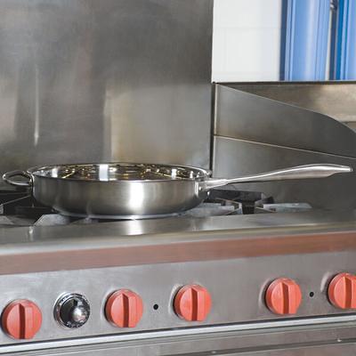 Vigor SS1 Series 12 Stainless Steel Fry Pan with Aluminum-Clad Bottom and  Helper Handle