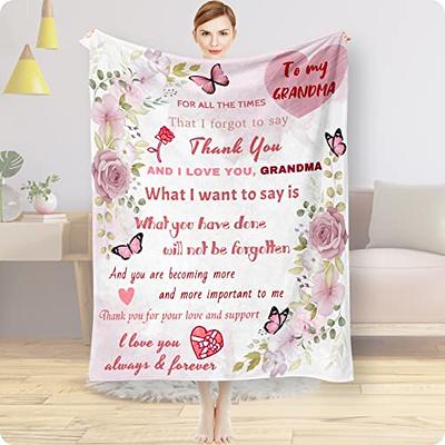 Flannel Blanket for Grandma - Red Throw Blankets - Personalised Gifts for  Grandma - Machine Washable Super Soft, Cosy Grandma Blanket, Birthday Gifts  for Grandma