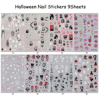 9 Sheets Halloween Nail Art Stickers Ghost 3D Nail Decals Spider Skull  Scary Flame Scar Bloody Nail Designs Rose Bones Horror Eyes Nail Art  Supplies Nail Decorations Accessories for Women - Yahoo Shopping