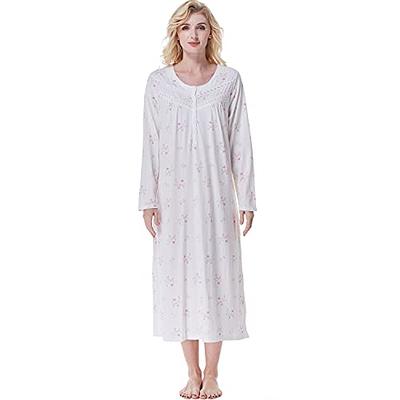 Keyocean Winter Women Nightgowns, Sof 100% Cotton Long Sleeve