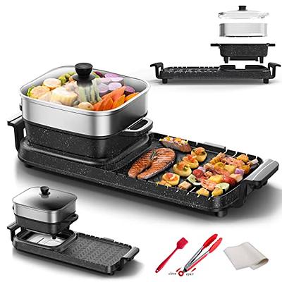 OVENTE Electric Hot Pot and Grill Combo with Temperature Control