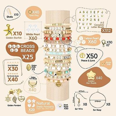 Bracelet Making Beads Kit for Girls Round Gold Clay Beads for Jewelry Making