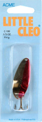 Acme Tackle Little Cleo Fishing Spoon Gold & Neon Red 1/3 oz