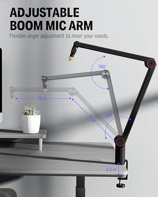 VIVO Premium Clamp-on Microphone Boom Arm Stand, Heavy Duty Desk Mount 