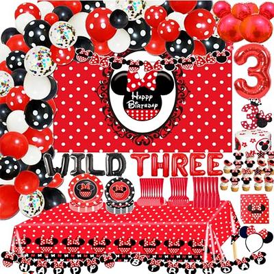 Minnie Mouse theme party birthday decoration banner plates cover cups