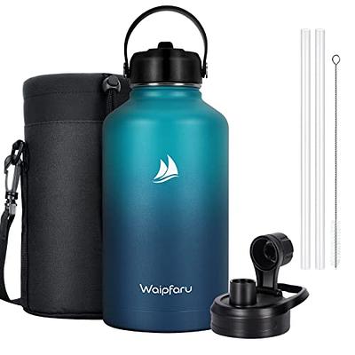 Simple Modern 64 Oz. Summit Water Bottle - Stainless Steel Half Gallon Flask  with 2 Lids - Wide Mouth Double Wall Vacuum Insulated Leakproof -Riptide 