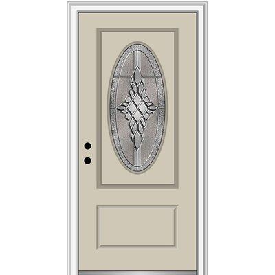 80 Premium Grace 3/4 Lite, Oval Lite 2 Panel Smooth Fiberglass Single Door