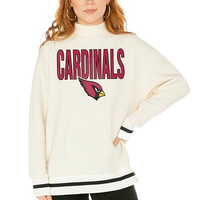 Women's Gameday Couture White Louisville Cardinals Distressed Snap Perfect  Oversized Pullover Sweatshirt