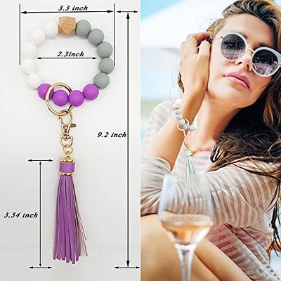 FIVWIN Silicone Keychain Bracelet for Women Beaded Keyring Wristlet House  Car Keys Ring Holder with Gift Box (K-Morandi Purple) - Yahoo Shopping