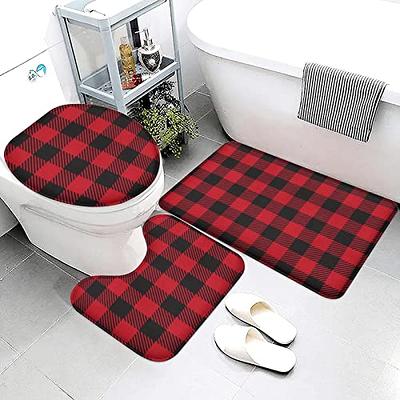 Christmas Kitchen Rugs and Mats Set (2 PCS), Merry Christmas Indoor Floor  Mats Red Black Buffalo Check Plaid for Winter, Xmas Door Mat Runner Rug Mat