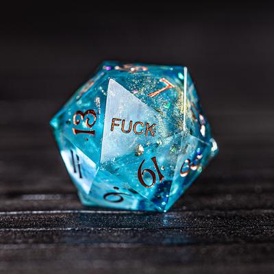 D20 Gemstone D20 Dice Yeet & Fck Style Dungeons and Dragons D20