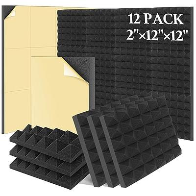 12 pack Acoustic Panels Self-Adhesive, 1 X 12 X 12 Quick-Recovery Sound  Proof Foam Panels, Acoustic Foam Wedges High Density, Soundproof Wall