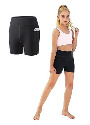 Girl's Black Volleyball Shorts, High Stretch Spandex Biker Shorts For Kids  Gymnastics Dance Tumbling