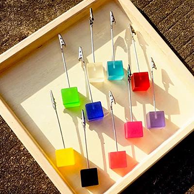  10 pcs Cube Base Picture Holders with Clip, Cute Polaroid  Desktop Photo Paper Clip Stand for Paper Name Place Card Postcard Memo Menu  Note Picture Christmas Wedding Number Card Display 