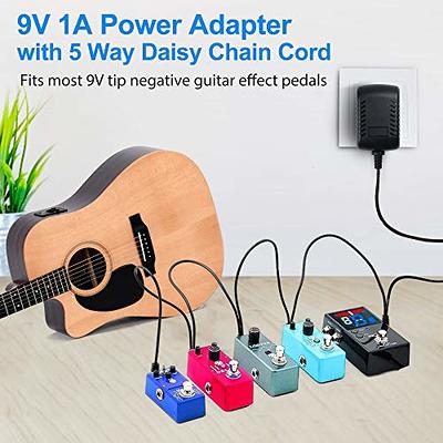 9V GUITAR EFFECTS PEDAL POWER SUPPLY ADAPTER & 5 WAY DAISY CHAIN FOR BOSS  PEDALS