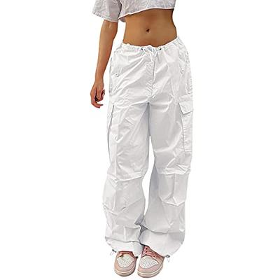 Women's Casual Cargo Pants Relaxed Fit High Waisted Drawstring Outdoor  Straight Leg Y2K Pants with Multi Pocket 