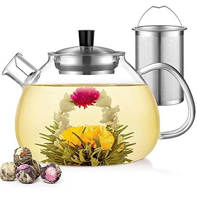 Glass Teapot with Removable Stainless Steel Infuser, Borosilicate Glass Tea  Pot with Strainer,for Blooming Tea & Loose Leaf Tea, Microwave & Stovetop  Safe (33OZ) - Yahoo Shopping