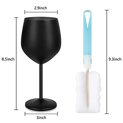 Lifecapido Stainless Steel Wine Glasses Set of 2, 18oz  Stainless Steel Wine Goblets, Stemmed Metal Wine Glasses with Cup Brush for  Party Office Wedding Anniversary, Great for Red White Wine (