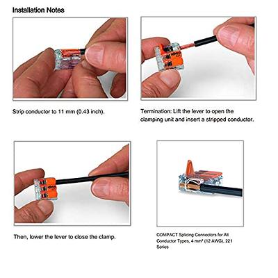 WAGO 221 Series 2 Port Lever Wire Connector 10 pk