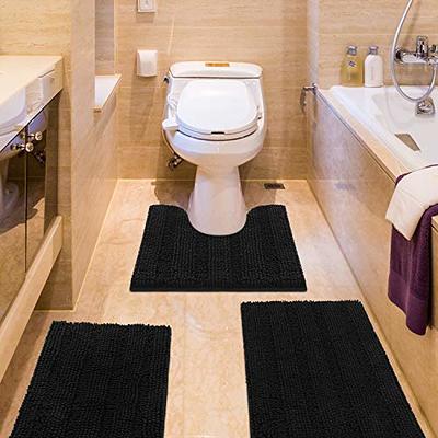 Gorilla Grip Memory Foam Bath Rug, Thick Soft Striped Bathroom Mat, Navy  Blue