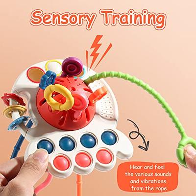 Oueyes Montessori Toys for Babies 6-12 Months Baby Sensory Toys Teething  Toys 12-18 Months Pull String Activity Toys Sensory Toys for Toddlers 1-3