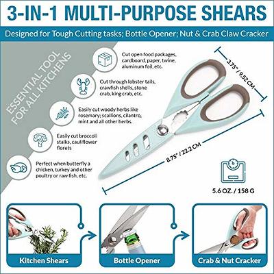 2 Pack Kitchen Scissors, Ultra-Sharp Premium Stainless Steel Heavy Duty  Kitchen Shears and Multi Purpose Poultry Shears for Chicken, Poultry, Fish,  Meat, Vegetables, Herbs, Bottle opener, Nuts Cracker 