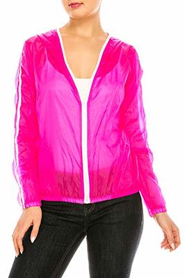 Lightweight Casual Hooded Neon Windbreaker Jacket, Sun Protection