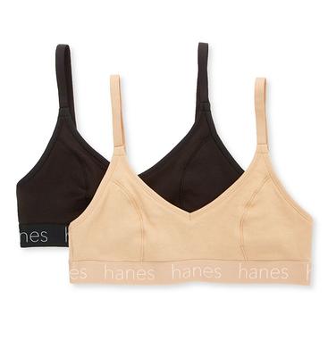 Hanes Women's Triangle Bralette - 2 pack in Deep Glow/Black (DHO101), Size  XL