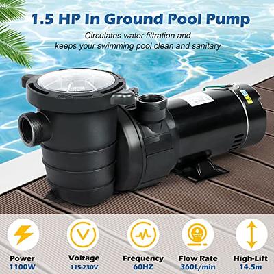 TUOKE Swimming Pool Pump, 2HP 115V, 1500W Single Speed Pumps for