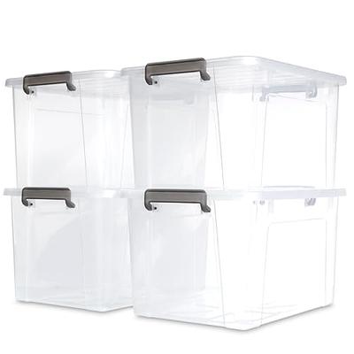 Rinboat 30 Quart Clear Storage Latch Bins, Large Plastic Storage Box with  Wheels, 4 Packs