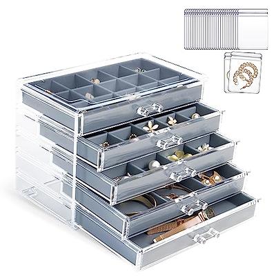 Frebeauty Extra Large Acrylic Jewelry Box for Women 5 Layers Clear