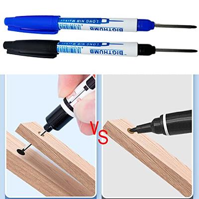 12 Pcs 20mm Long-Nib Marker Pens Deep Reach Markers Long Nose Tiles Marker  Pens Oil-based Carpenter Marker for Furniture 