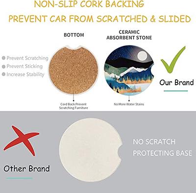 Car Coasters for Cup Holders, 2 Pack Absorbent Ceramic Car Cup