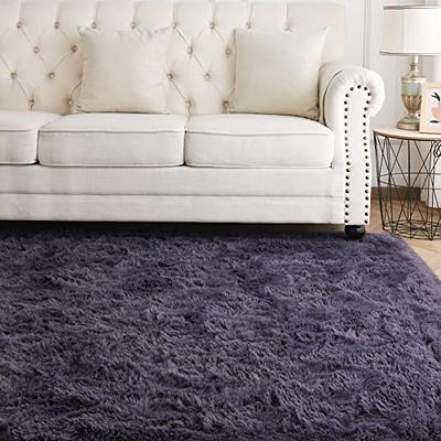 Ophanie Rugs for Bedroom Living Room, 4x5.3 Area Rug Grey Fluffy Fuzzy